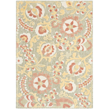 Aloha ALH17 Modern Botanical Floral Durable Stain-Resistant Weatherproof Flatweave In-Outdoor Sage/Rose Rug-Nourison-Rug Love - The Most Loved Rug Store